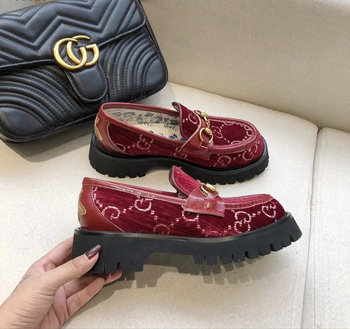 Gucci 2022 spring and autumn new thick-bottomed loose cake little bee Lefu shoes female 35-40_ male 40-45_-99bb7cc0